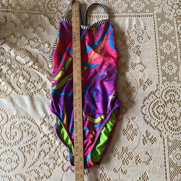 DOLFIN UGLIES One Piece Swimsuit Youth Girls 14 Large L Pink Purple Yellow - Picture 3 of 4